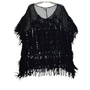 CATO Plus Sz: 22/24W Navy Blue Lace Crochet Cover/Pullover Beach‎ Swim